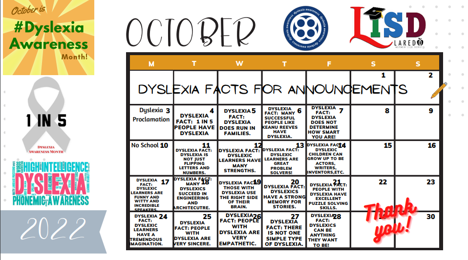 Dyslexia Awareness Month (Facts)  