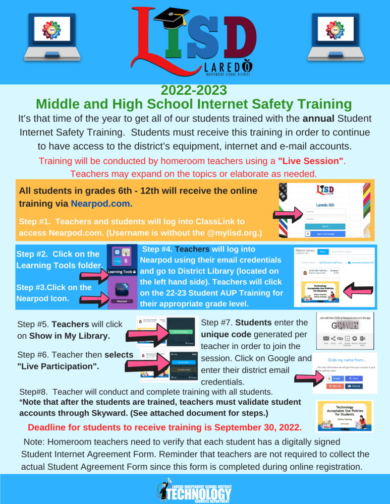 Student Internet Training Flyer