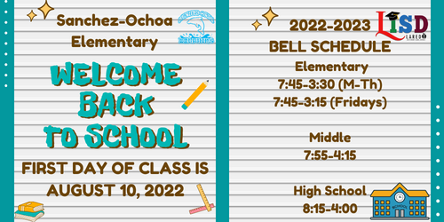 Back to School and Bell Schedule