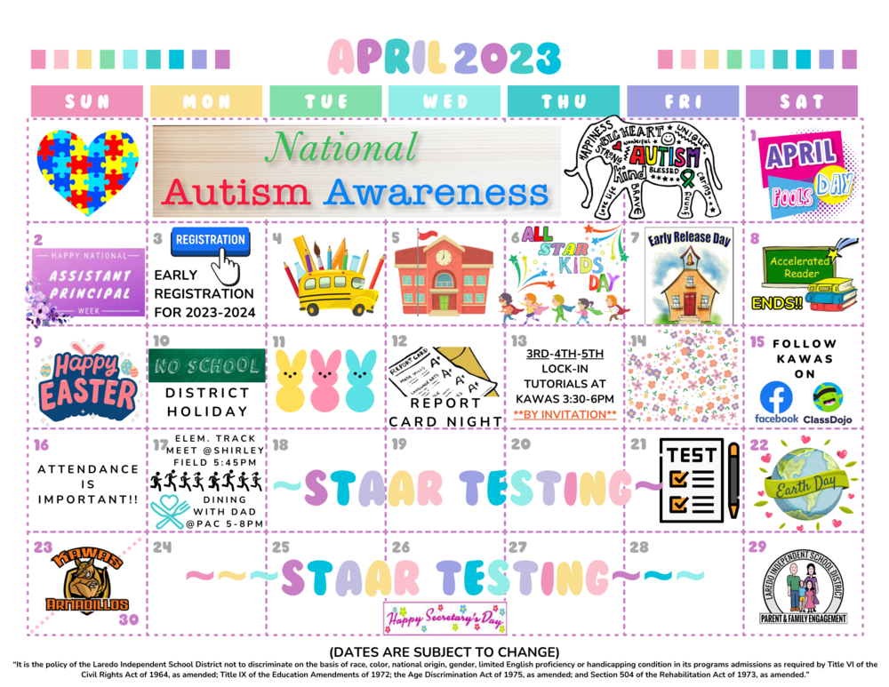 April Event Calendar