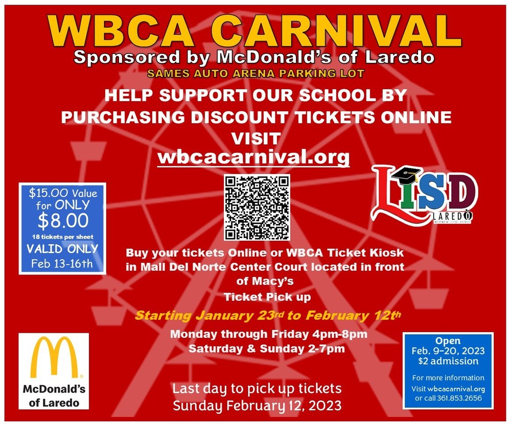 WBCA Carnival Tickets 🎡 Henry B. Zachry Elementary School