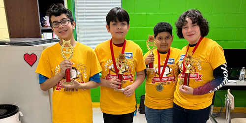 Our '22-'23 Coding Champions with Last Year's Coding Champion
