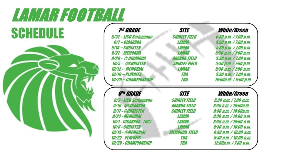 Lamar Football Schedule Updated