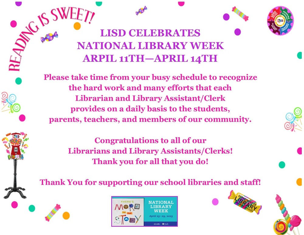 LISD celebrates National Library Week - April 11 - 14, 2023