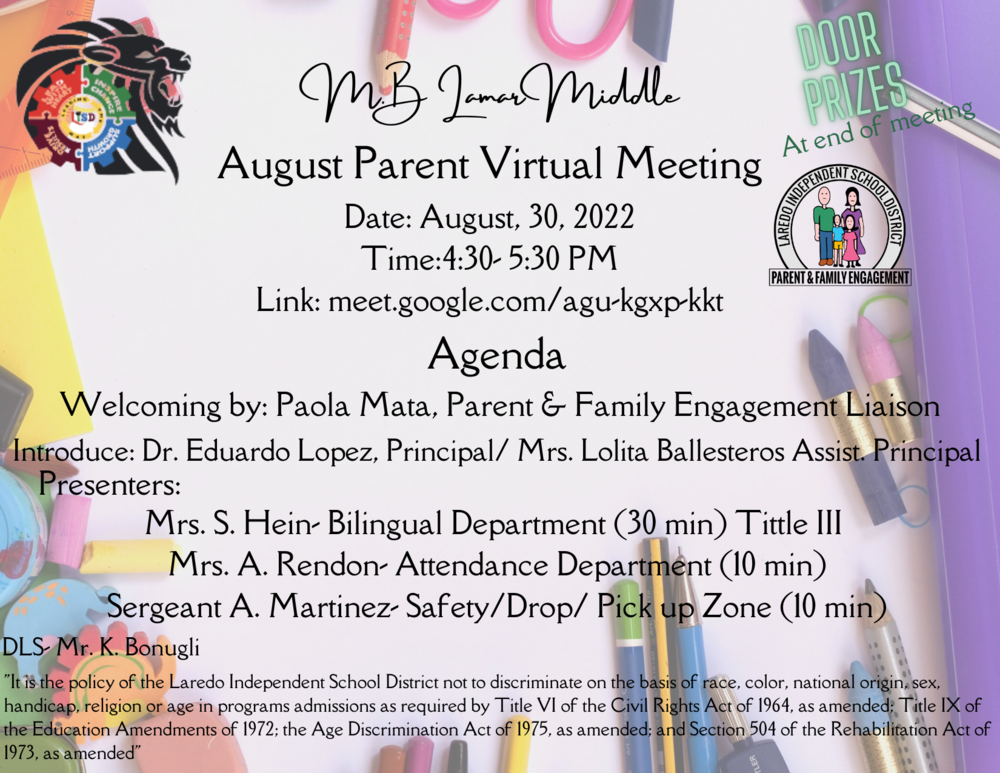 August Parental Meeting
