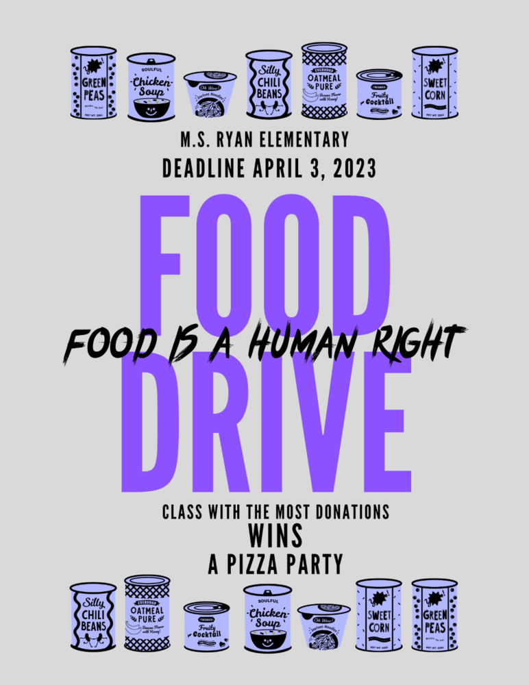 Ryan Elementary Food Drive - Deadline April 3, 2023