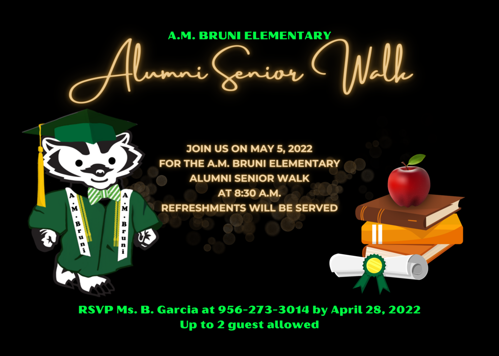 Text and images to announce the alumni senior walk
