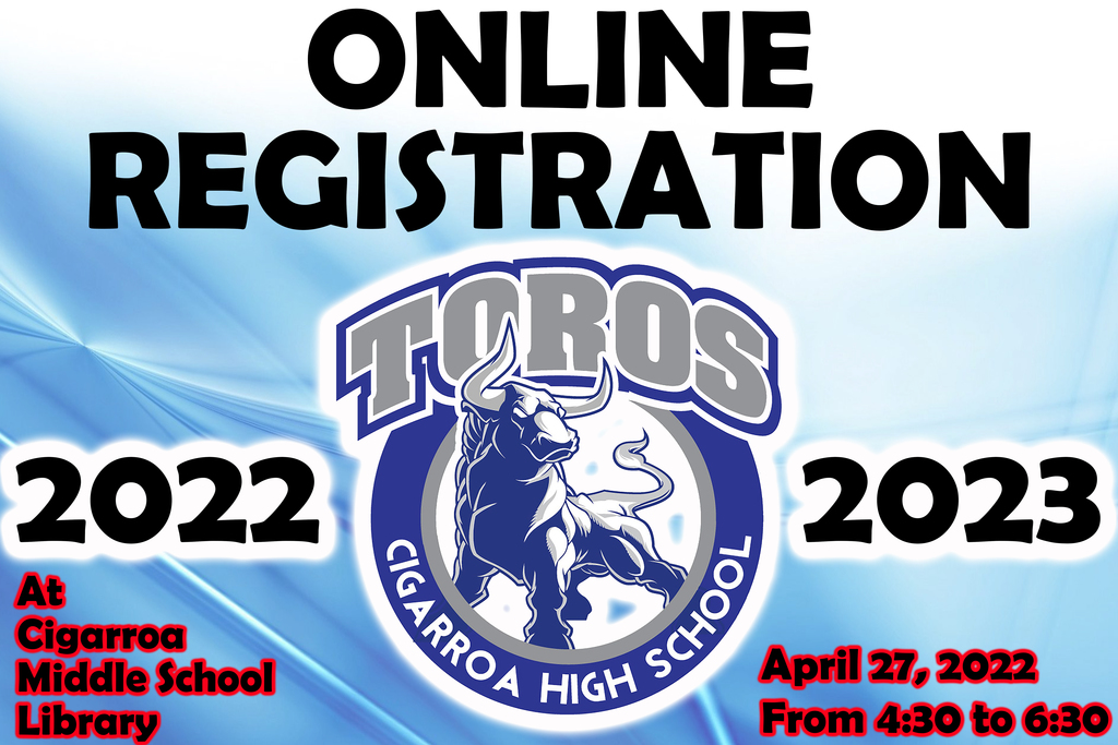Online registration @ Cigaroa Middle School Library 4/27/2022