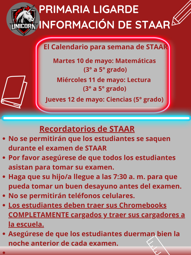 STAAR Reminders Spanish