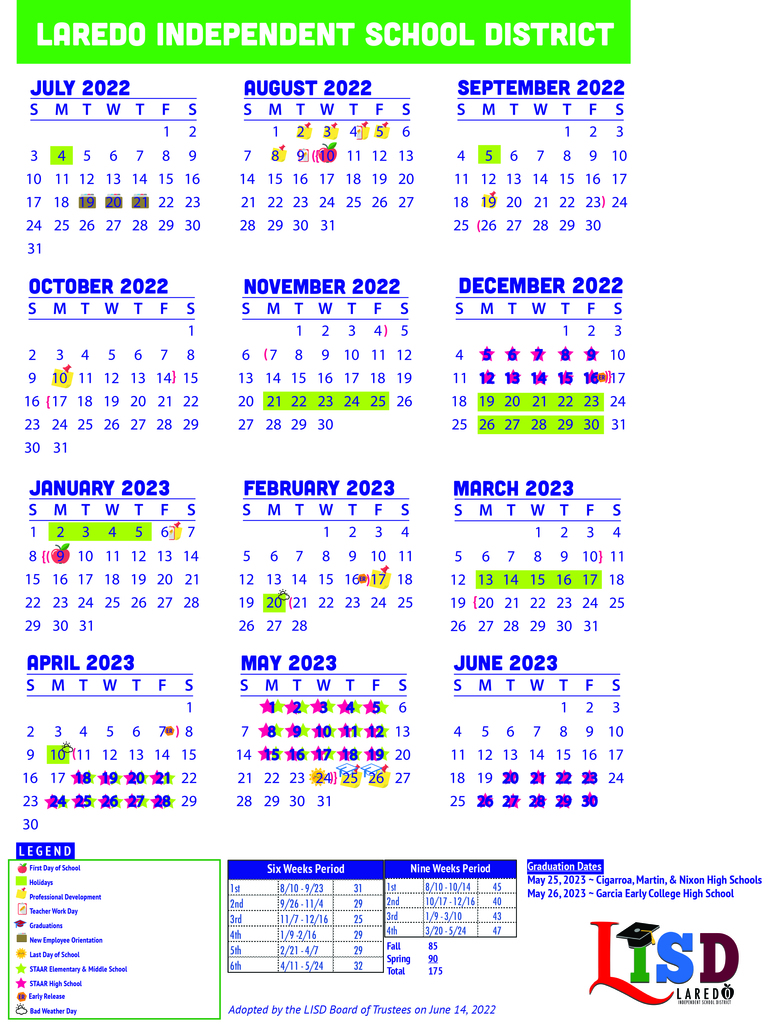 LISD 2022-2023 School Year Calendar