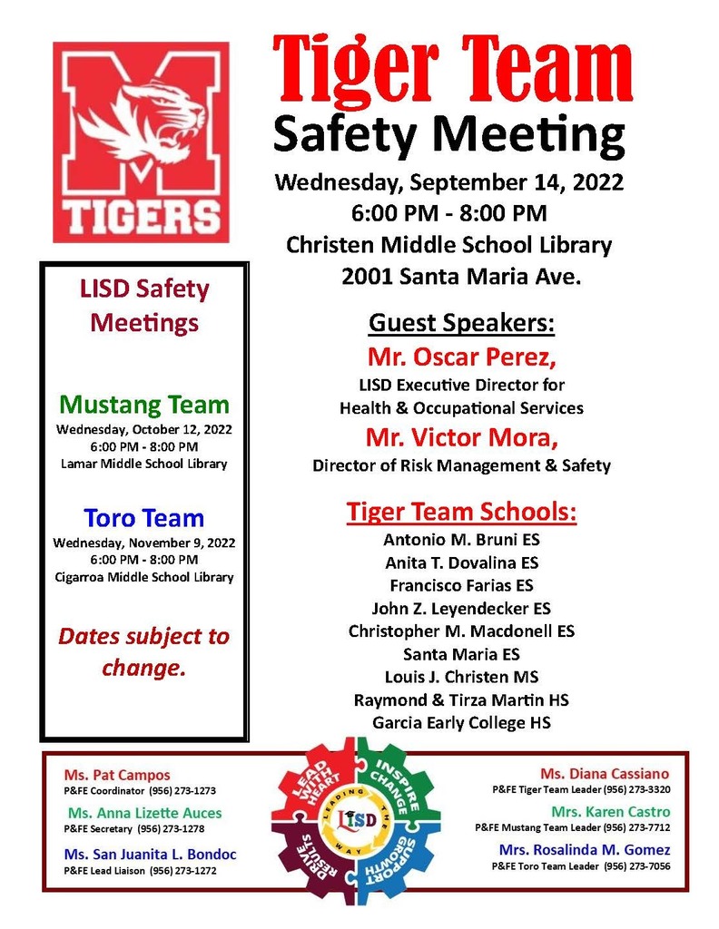 Tiger Team Safety Meeting Flyer