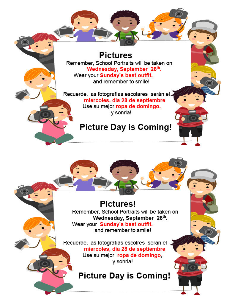 Fall Pictures will be taken on Wednesday, September 28, 2022.