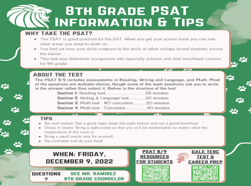 8th Grade PSAT Information &Tips