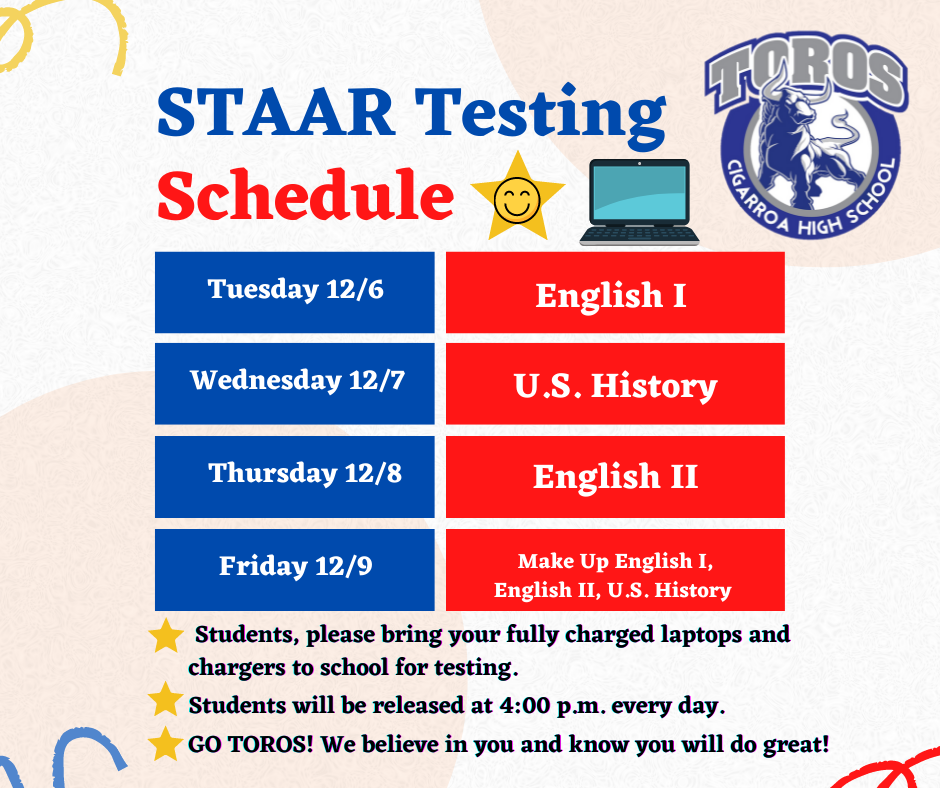 STAAR testing schedule